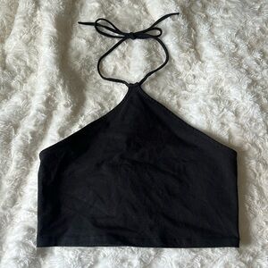Black tie halter top